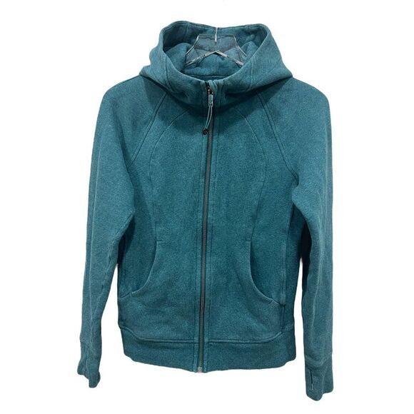 Lululemon Hooded Full Zip Scuba Jacket Size 6 Heathered Desert Teal READ - Picture 1 of 8